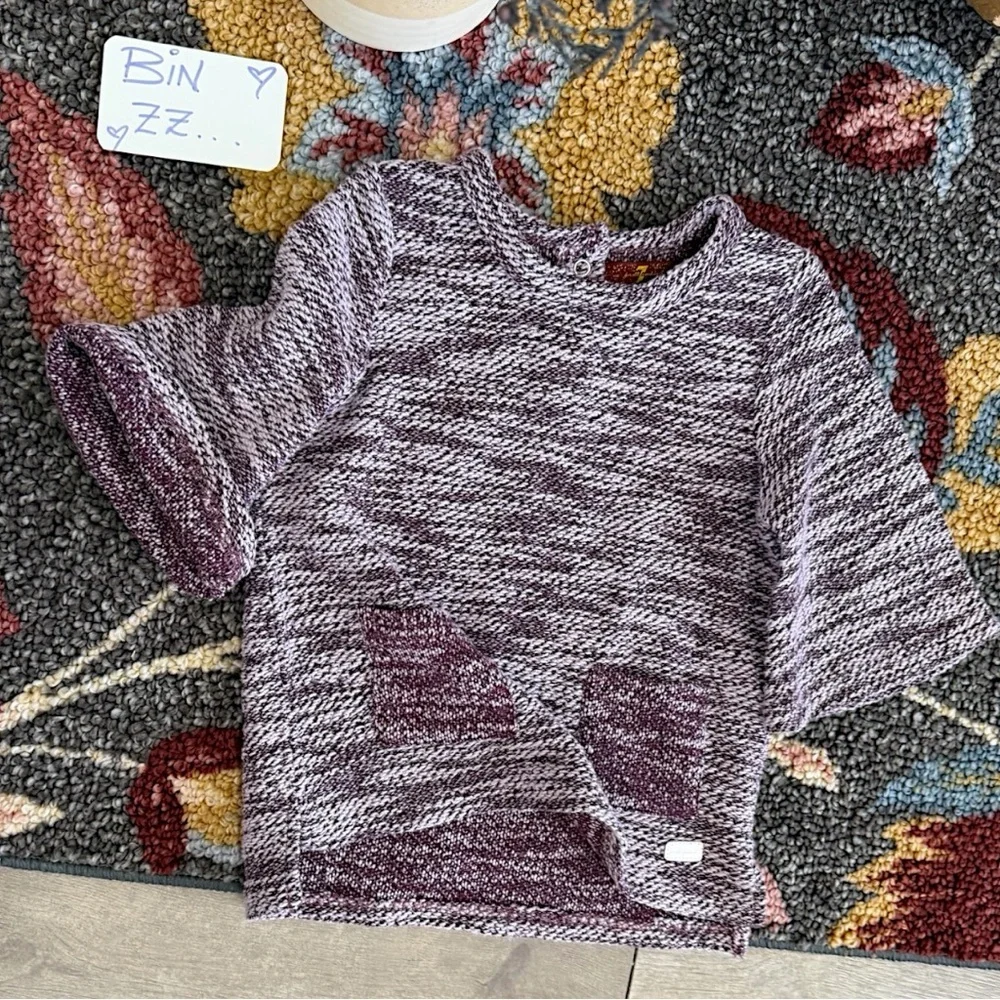 Kids Marled Purple Knit Short-Sleeve Top